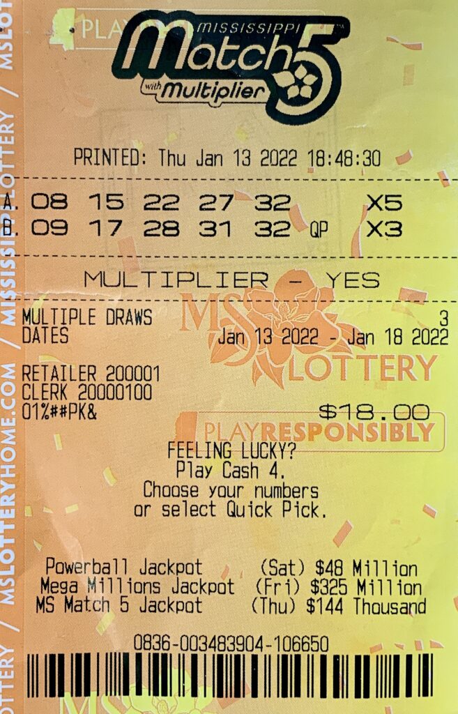 A Laurel player won $1,000 on a Mississippi Match 5 ticket, with Multiplier, purchased from Rapad Express 740 on S. 16th Ave., Laurel.