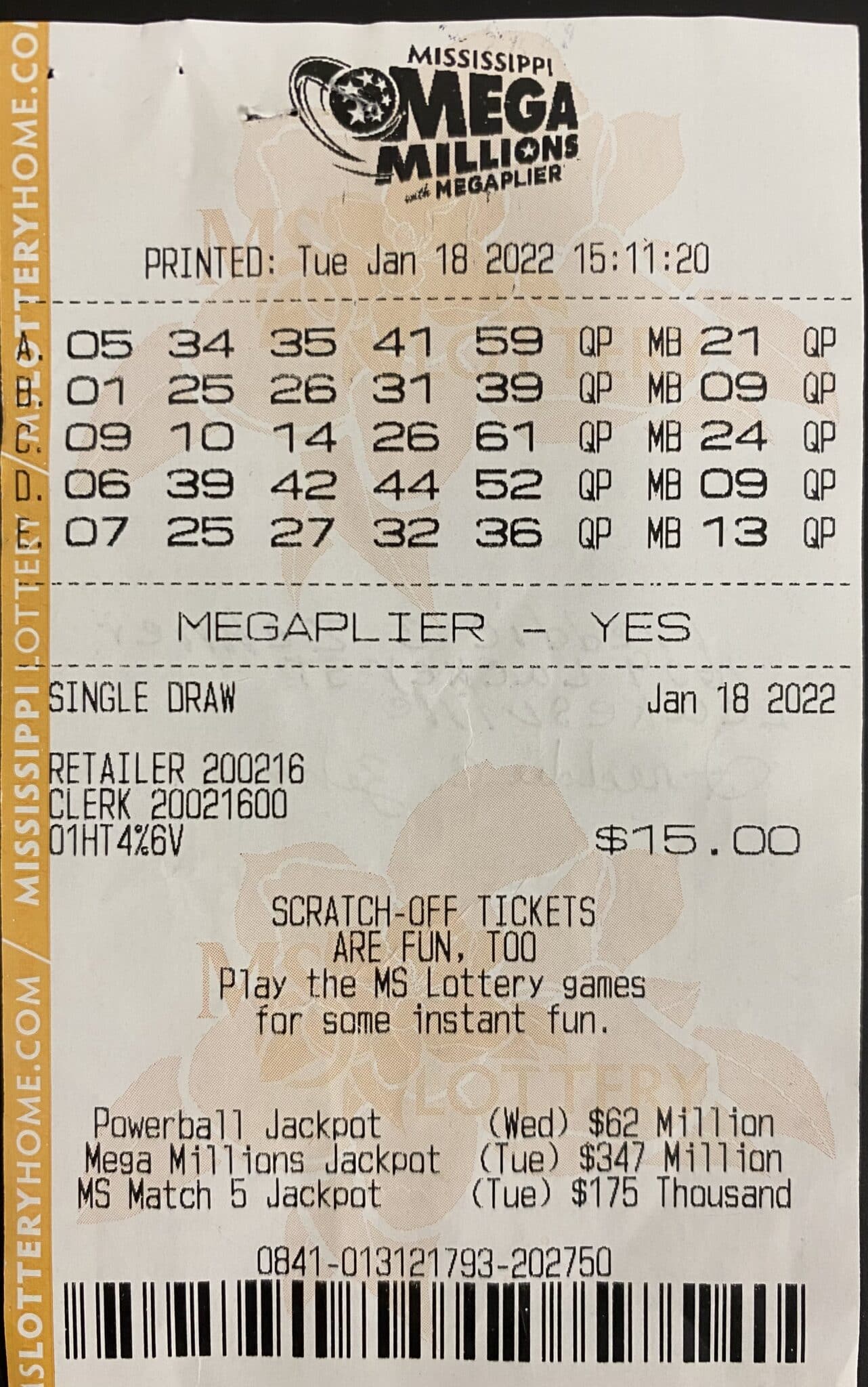 Mega Millions Mississippi Check Numbers - 19myacj
