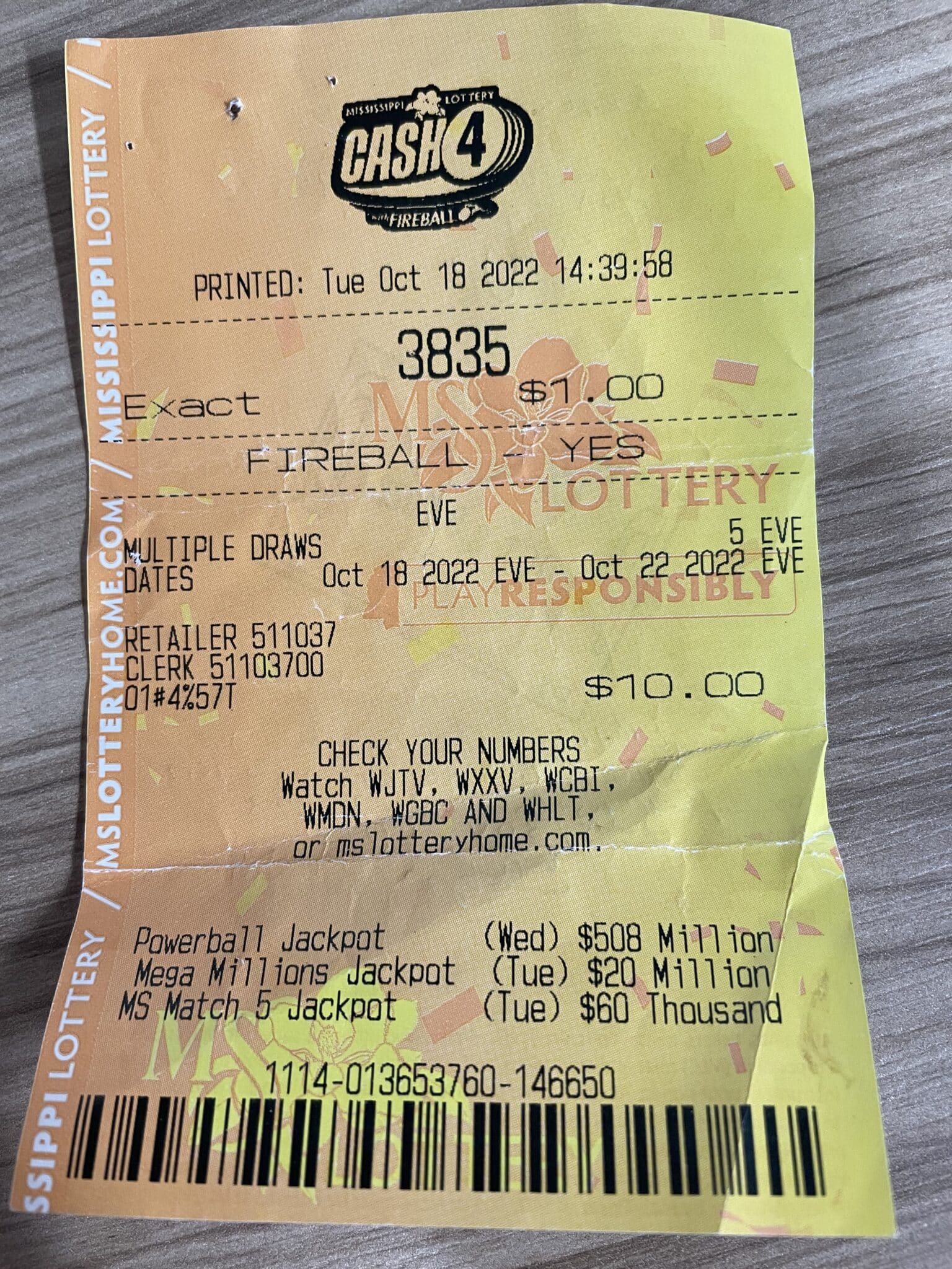 Perkinston Man Wins 1,350 Mississippi Lottery