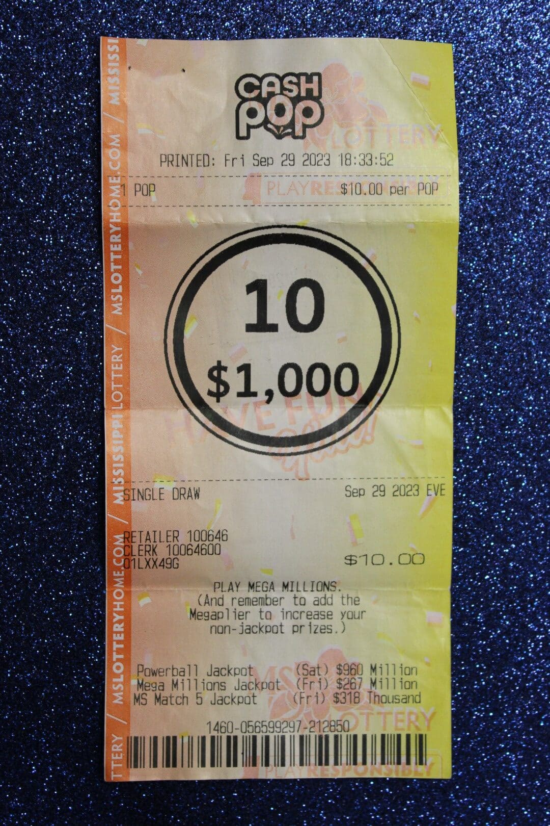 New Hebron Player Won 1,000 Mississippi Lottery