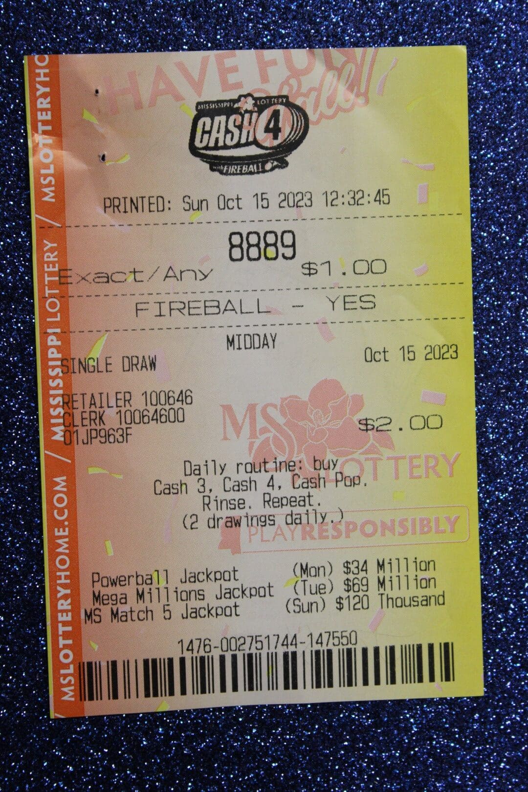 New Hebron Player Won 845 Mississippi Lottery