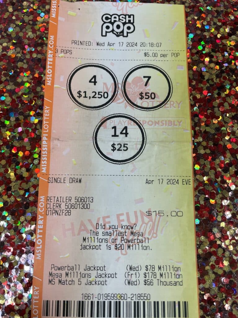 Bogue Chitto Man Won 1,250 Mississippi Lottery